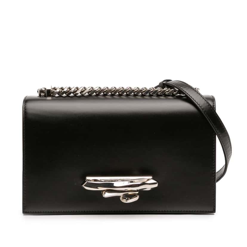 Alexander Mcqueen Mini Leather Sculptural Four Ring Crossbody Black Leather Good condition - Front View