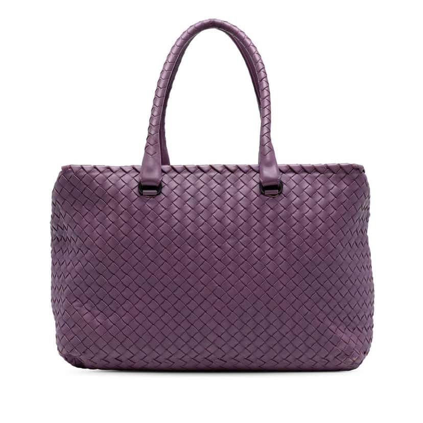 Bottega Veneta Nappa Intrecciato Brick Tote Purple Leather Good condition - Front View