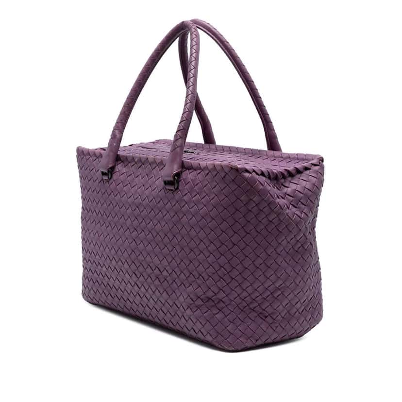 Bottega Veneta Nappa Intrecciato Brick Tote Purple Leather Good condition - Back View