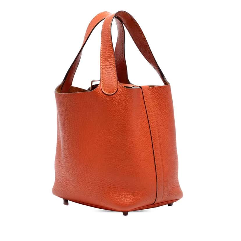 Hermès Clemence Picotin Lock 18 Orange Leather Good condition - Back View
