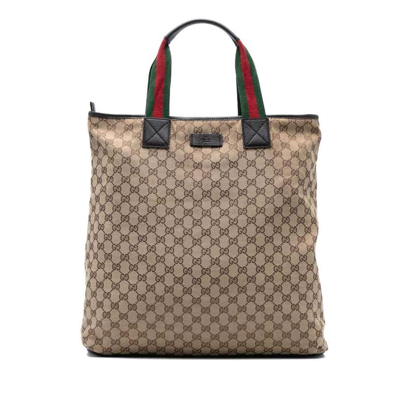 Gucci GG Canvas Web Tote Brown Canvas Good condition - Front View