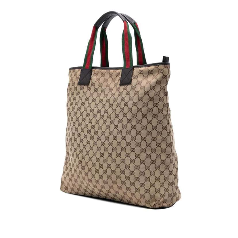 Gucci GG Canvas Web Tote Brown Canvas Good condition - Back View