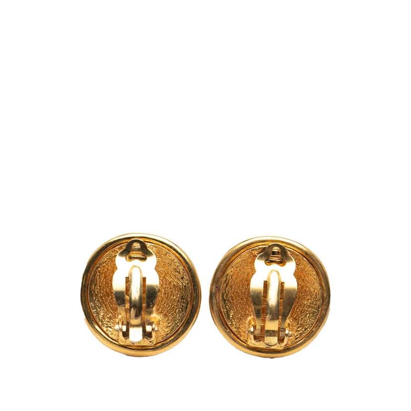 Chanel Gold Plated and Silver Plated CC Round Clip On Earrings Gold Metal Good condition - Back View