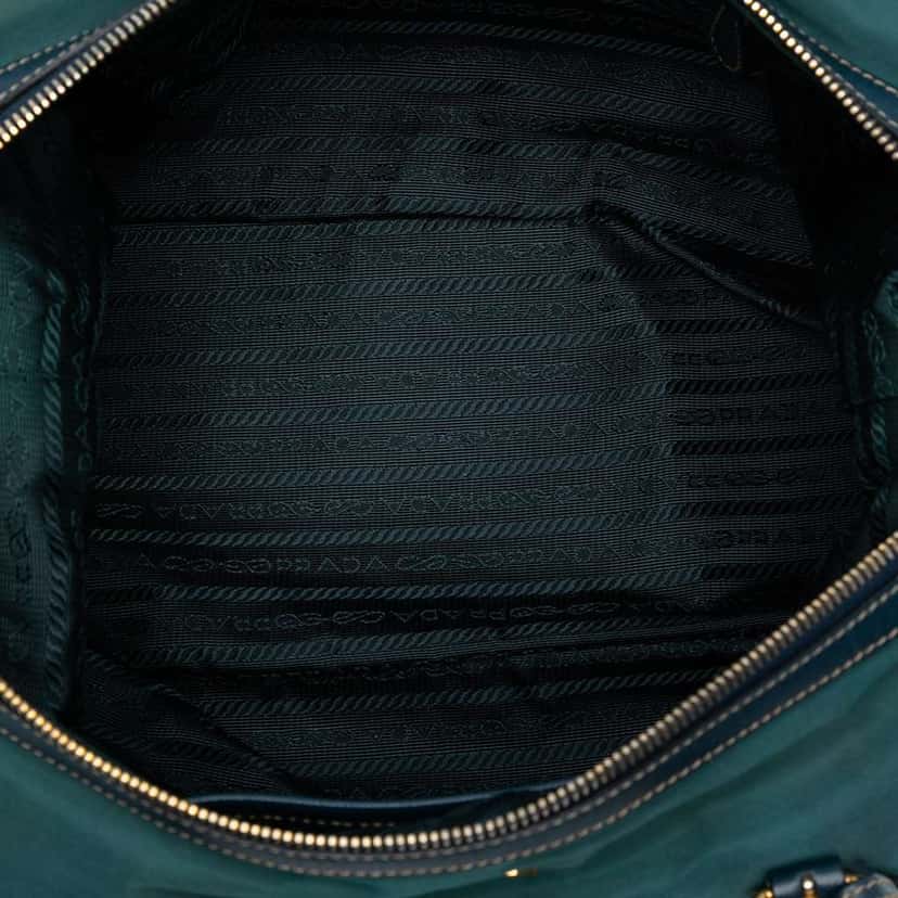 Prada Saffiano Trimmed Tessuto Logo Satchel Blue Good condition - Model View