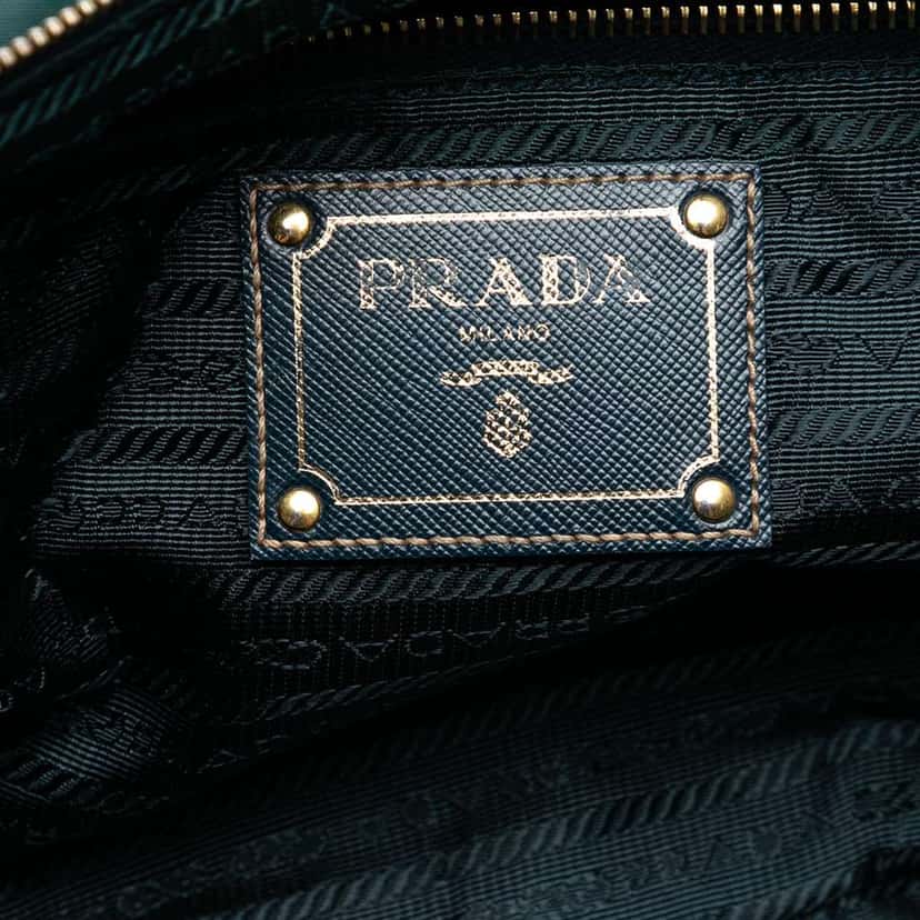 Prada Saffiano Trimmed Tessuto Logo Satchel Blue Good condition - Box View