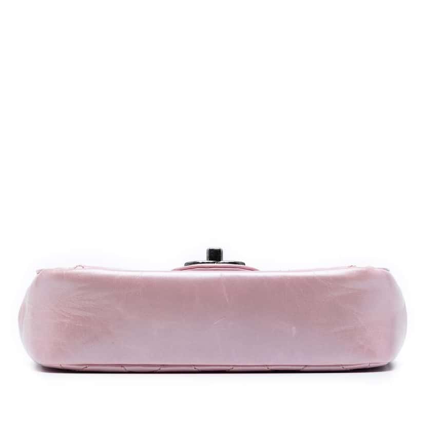 Chanel Mini Quilted Metallic Calfskin Coco Pleats Chain Flap Pink Leather Good condition - Inside View