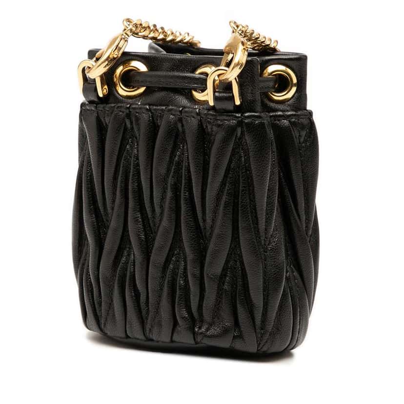 Miu Miu Mini Matelasse Nappa Bucket Bag Black Leather Good condition - Back View