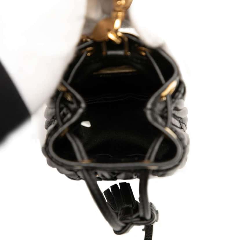 Miu Miu Mini Matelasse Nappa Bucket Bag Black Leather Good condition - Model View