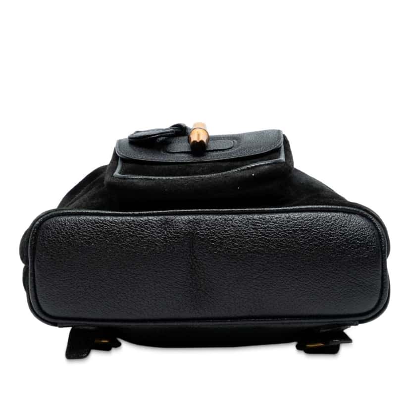 Gucci Suede Bamboo Backpack Black Leather Good condition - Inside View