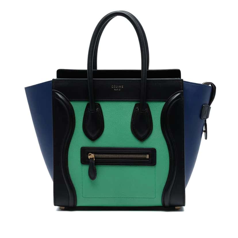 Celine Micro Tricolor Leather Luggage Tote Green Leather Good condition - Front View