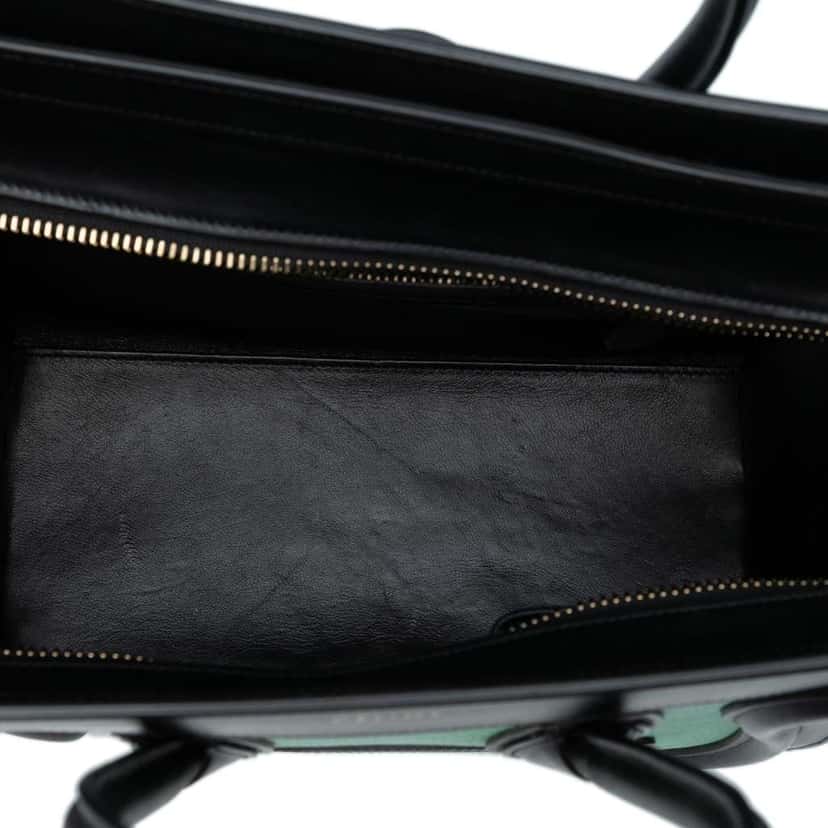 Celine Micro Tricolor Leather Luggage Tote Green Leather Good condition - Model View
