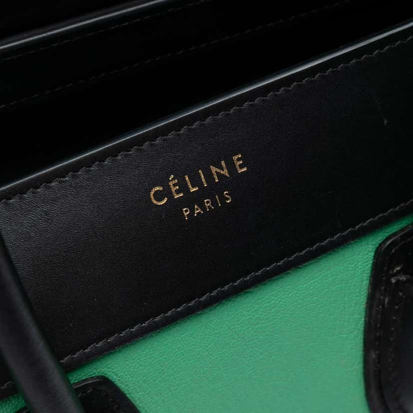 Celine Micro Tricolor Leather Luggage Tote Green Leather Good condition - Box View