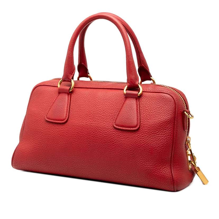Prada Vitello Daino Bauletto Bag Red Leather Good condition - Back View