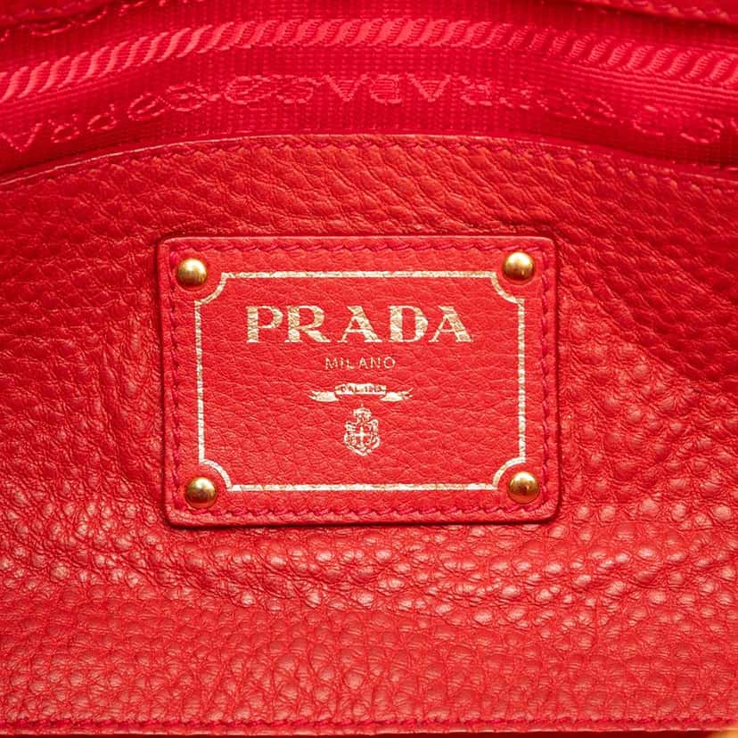 Prada Vitello Daino Bauletto Bag Red Leather Good condition - Box View