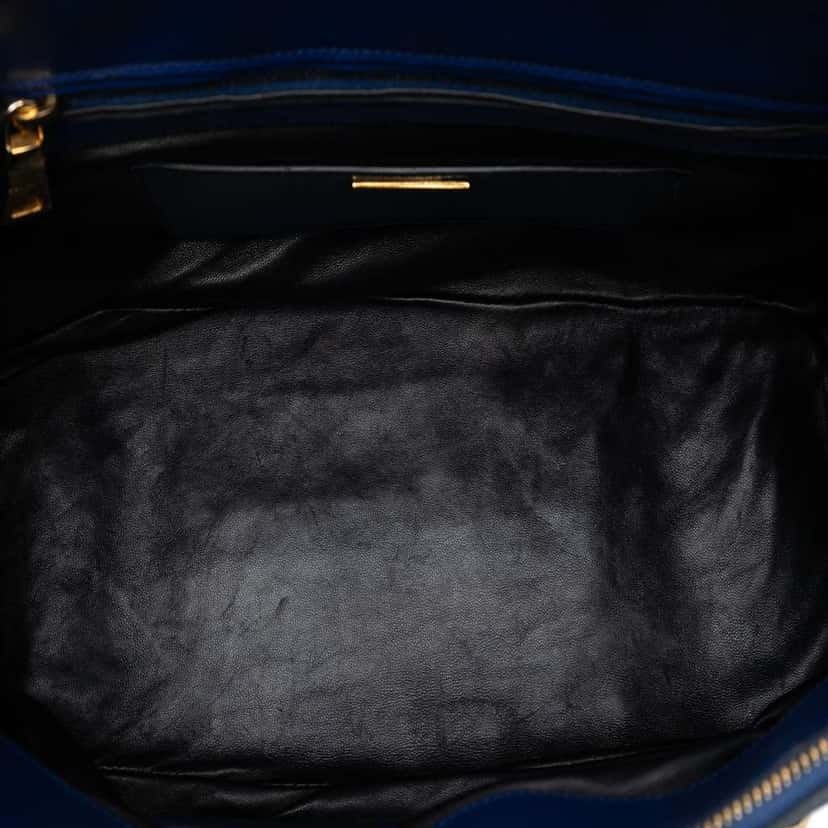 Prada Saffiano Turnlock Double Zip Studded Tote Blue Leather Good condition - Model View