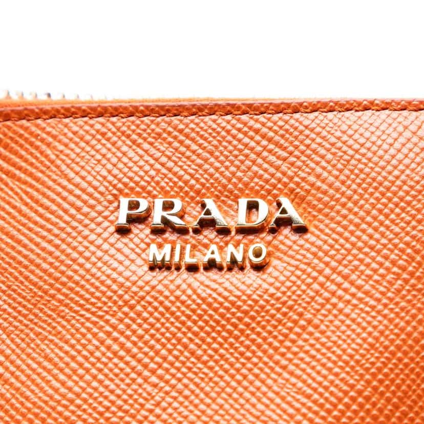 Prada Saffiano Cuir Triple Zip Dome Top Handle Bag Orange Leather Good condition - Box View