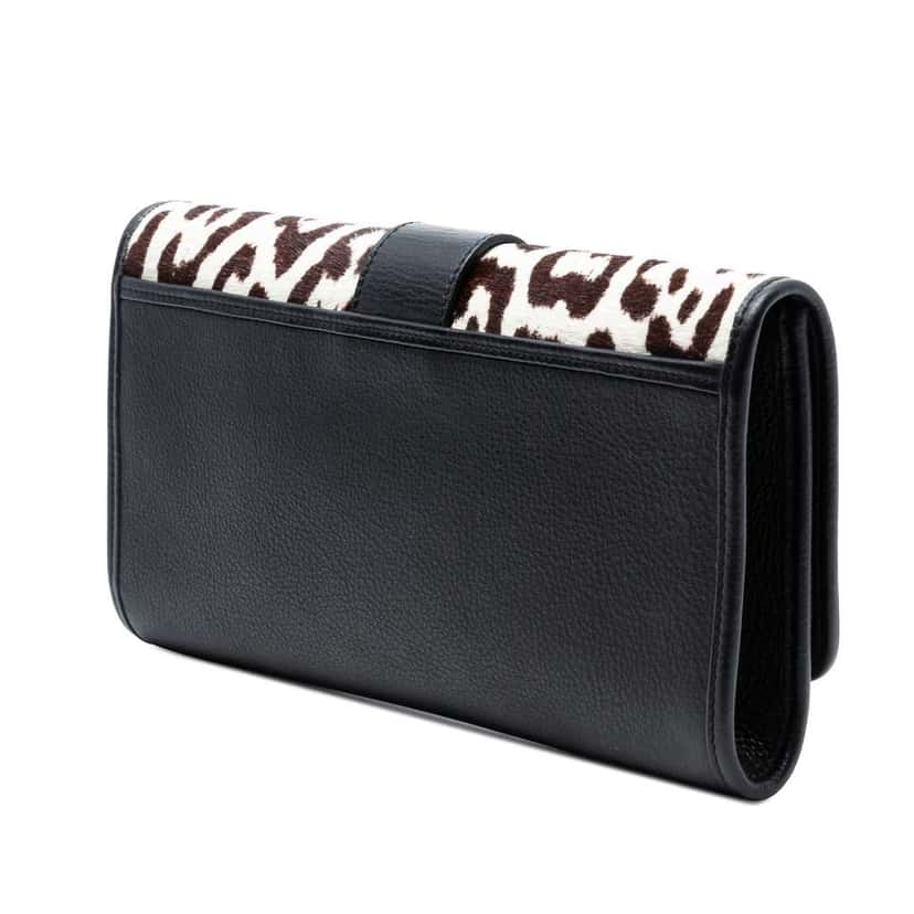 Saint Laurent Pony Hair Leopard Print Chyc Ligne Clutch White Good condition - Back View