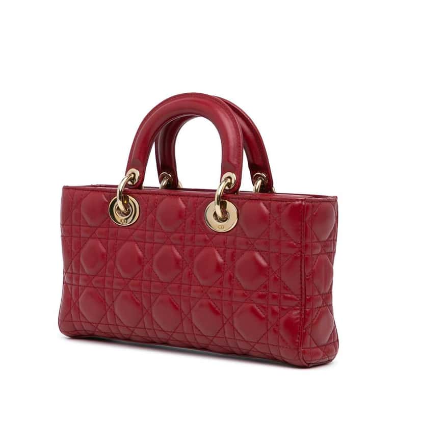 Dior Medium Lambskin Cannage Lady D Joy Red Leather Good condition - Back View