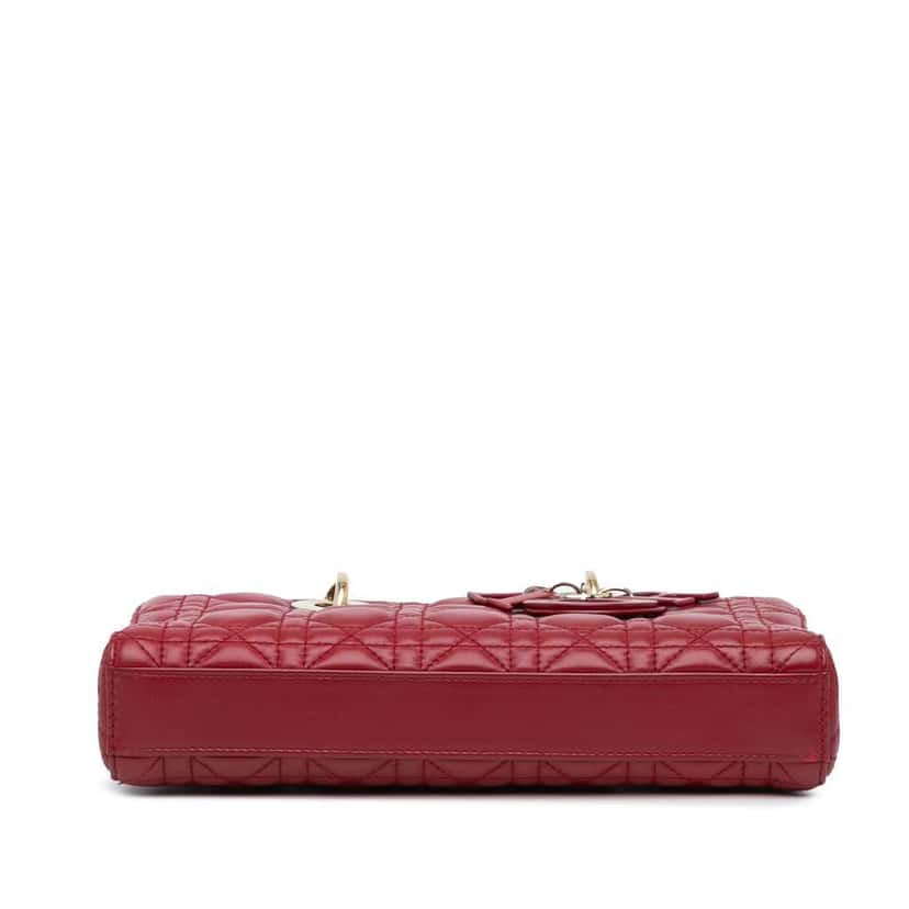 Dior Medium Lambskin Cannage Lady D Joy Red Leather Good condition - Inside View