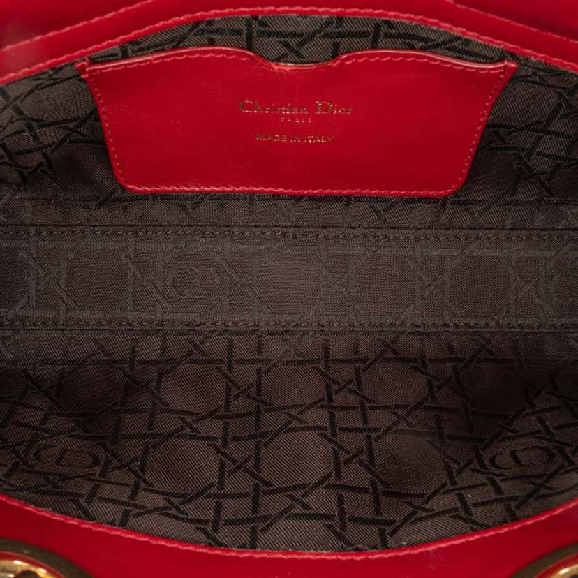 Dior Medium Lambskin Cannage Lady D Joy Red Leather Good condition - Model View