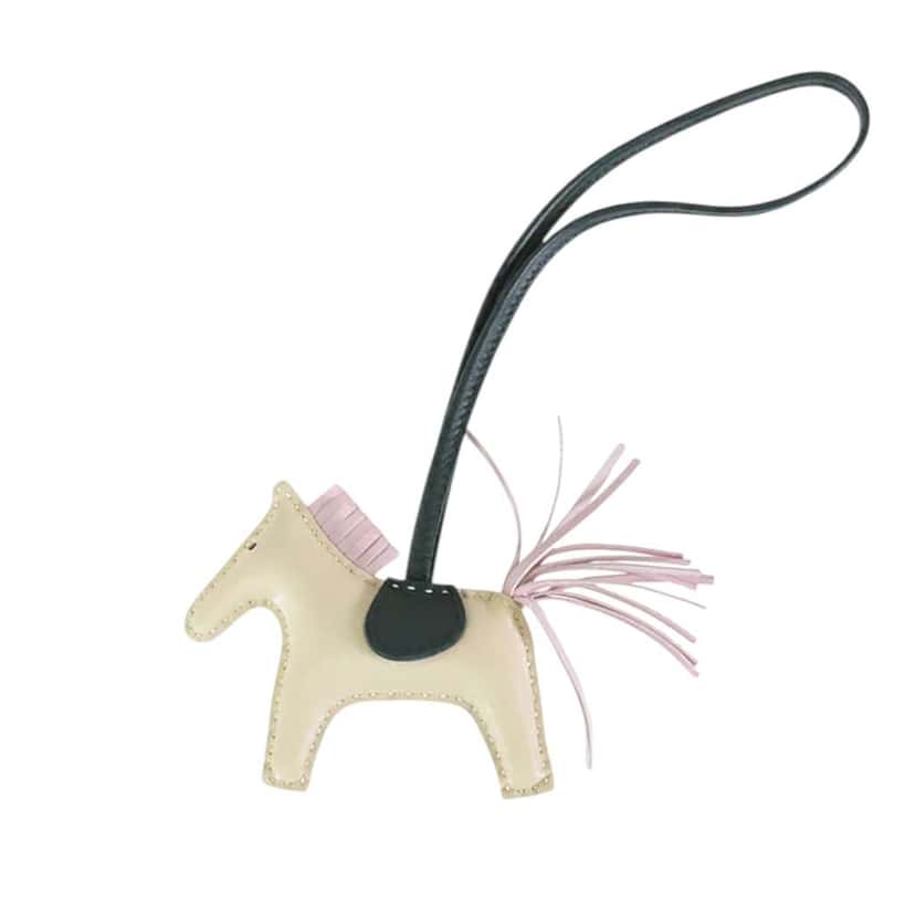 Hermès Milo Lambskin Grigri Rodeo Horse Bag Charm PM White Leather Good condition - Front View