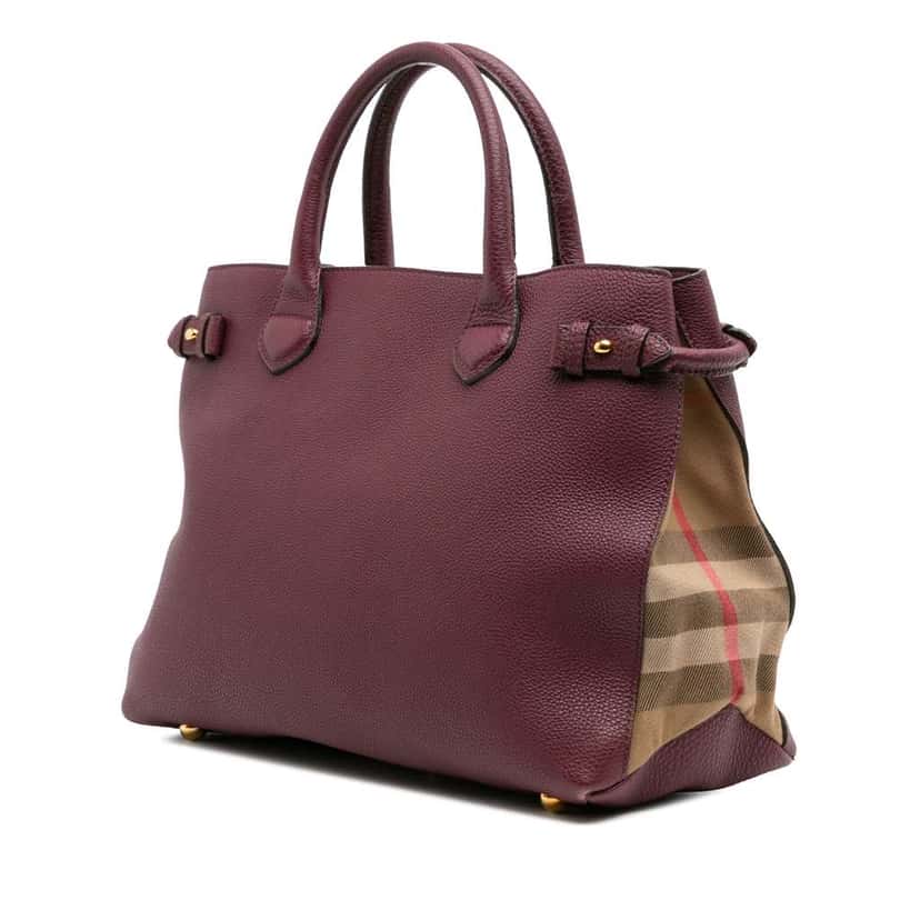 Burberry Medium Leather and House Check Banner Satchel Red Leather Good condition - Back View