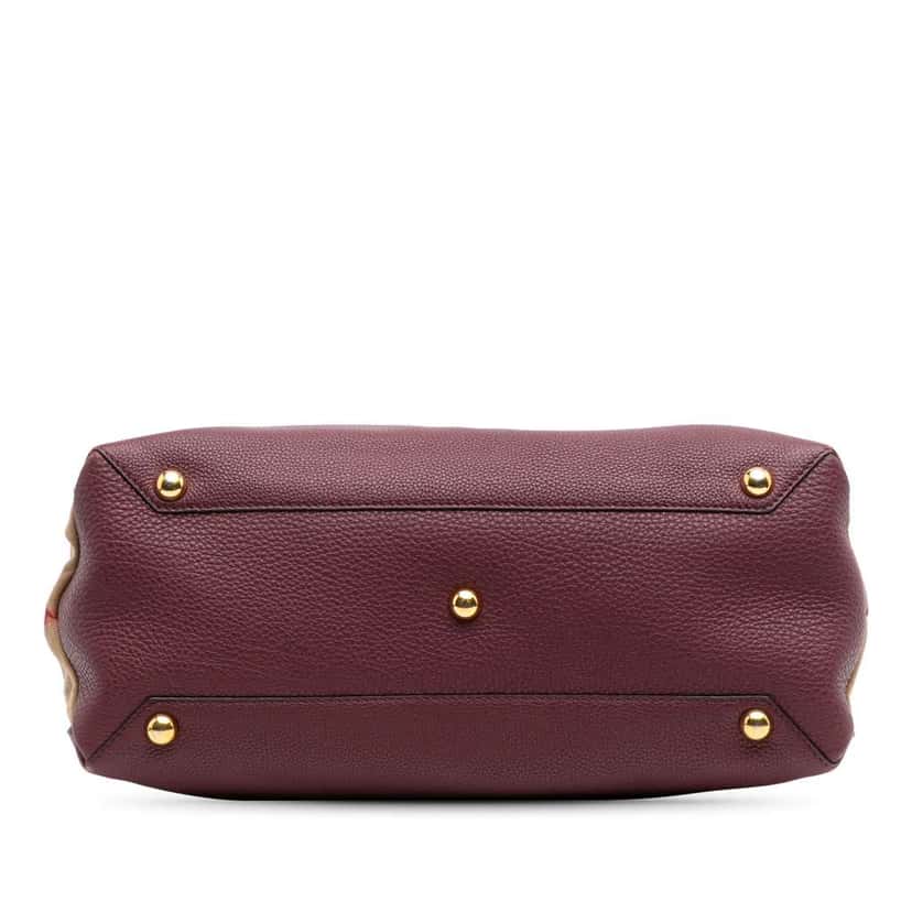 Burberry Medium Leather and House Check Banner Satchel Red Leather Good condition - Inside View