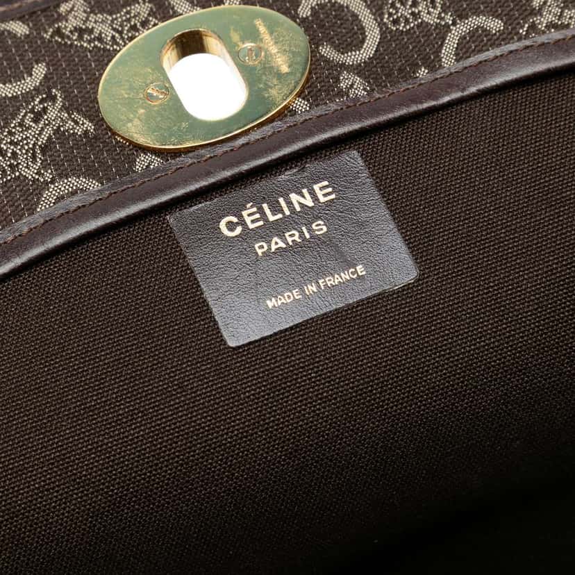 Celine C Carriage Canvas Shoulder Bag Brown Canvas Good condition - Box View