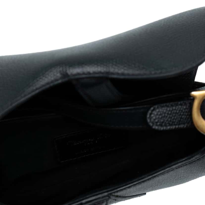 Dior Mini Grained Calfskin Saddle Bag Black Leather Good condition - Model View