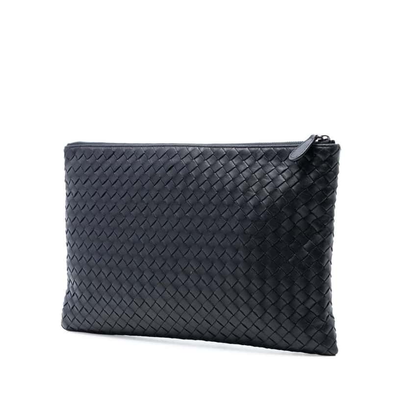 Bottega Veneta Nappa Intrecciato Clutch Black Leather Good condition - Back View
