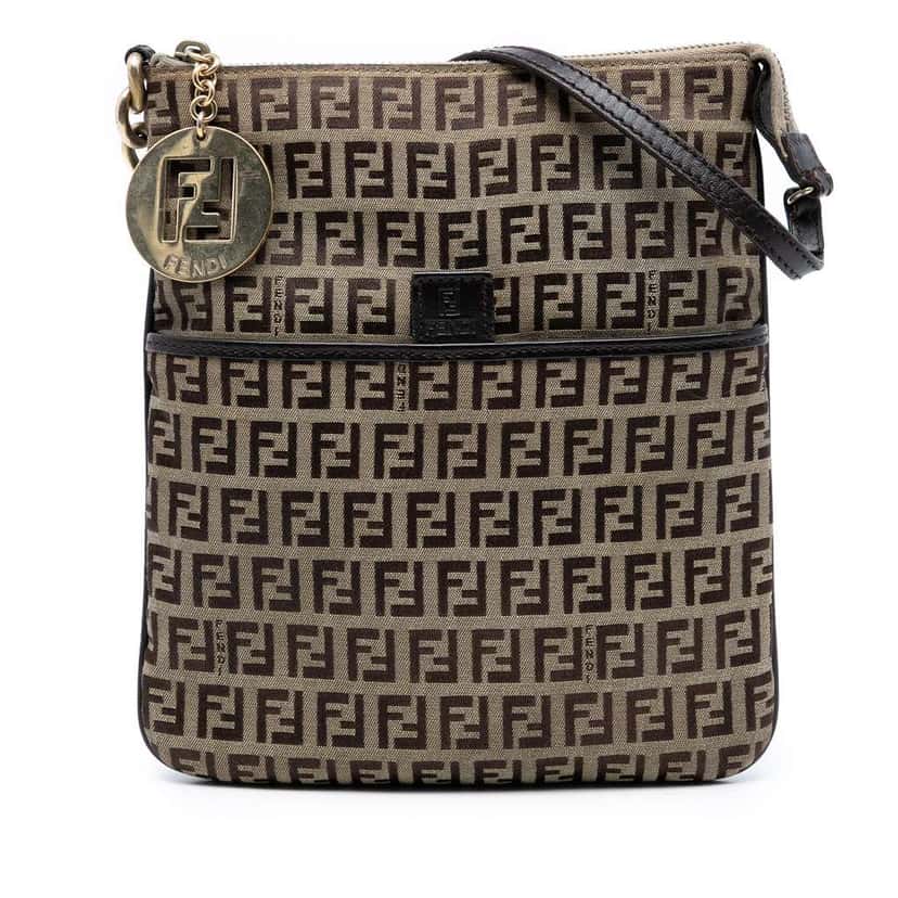 Fendi Zucchino Canvas Forever Crossbody Brown Canvas Good condition - Front View