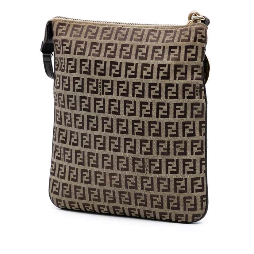 Fendi Zucchino Canvas Forever Crossbody Brown Canvas Good condition - Back View