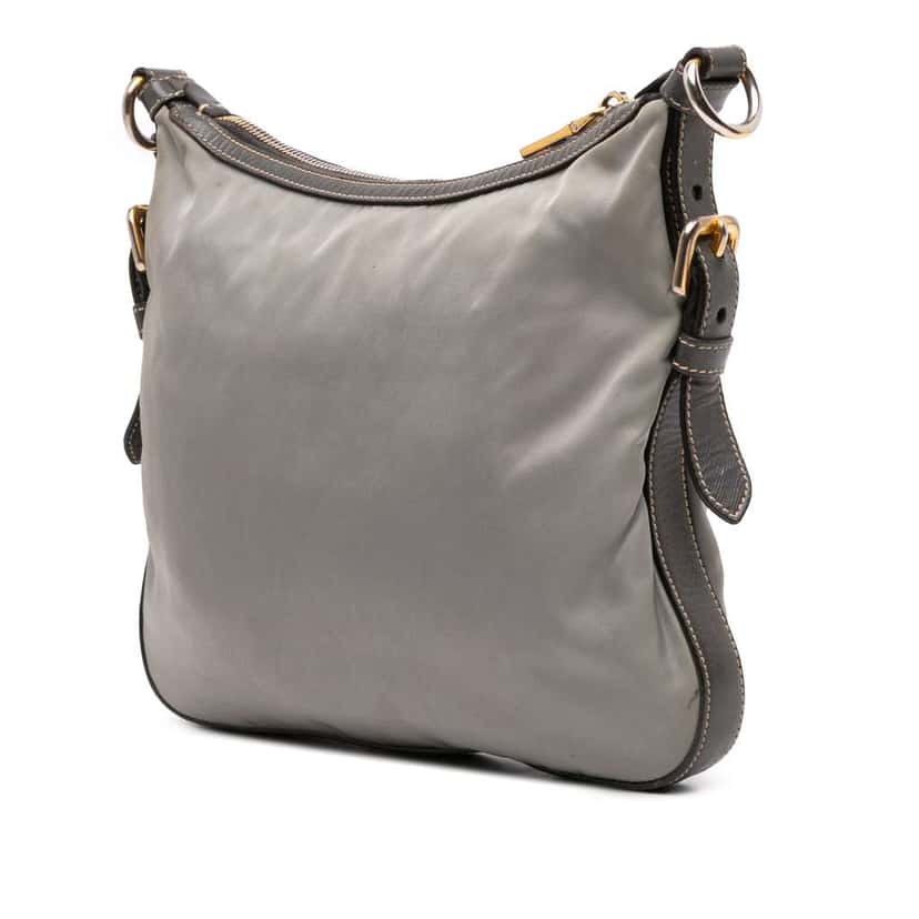 Prada Saffiano Trimmed Tessuto Crossbody Grey Good condition - Back View