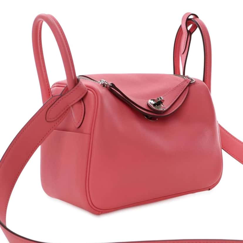 Hermès Mini Swift Lindy 20 Pink Leather Good condition - Back View