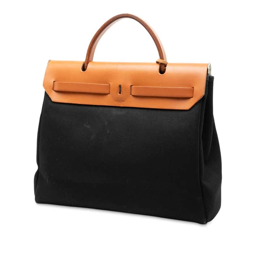 Hermès Toile Herbag PM Black Canvas Fair condition - Back View