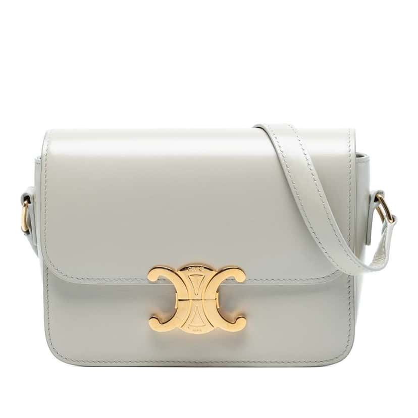 Celine Teen Shiny Calfskin Triomphe Crossbody Grey Leather Good condition - Front View