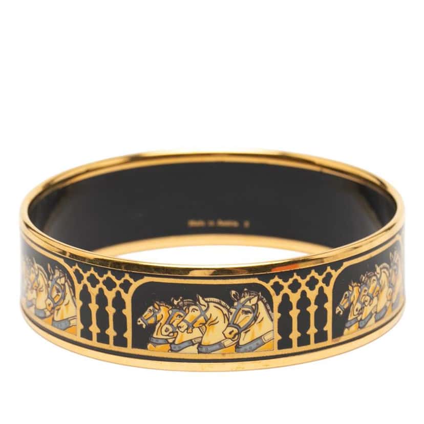 Hermès Wide Grand Apparat Enamel Bangle 65 Black Good condition - Inside View