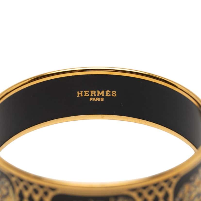 Hermès Wide Grand Apparat Enamel Bangle 65 Black Good condition - Box View