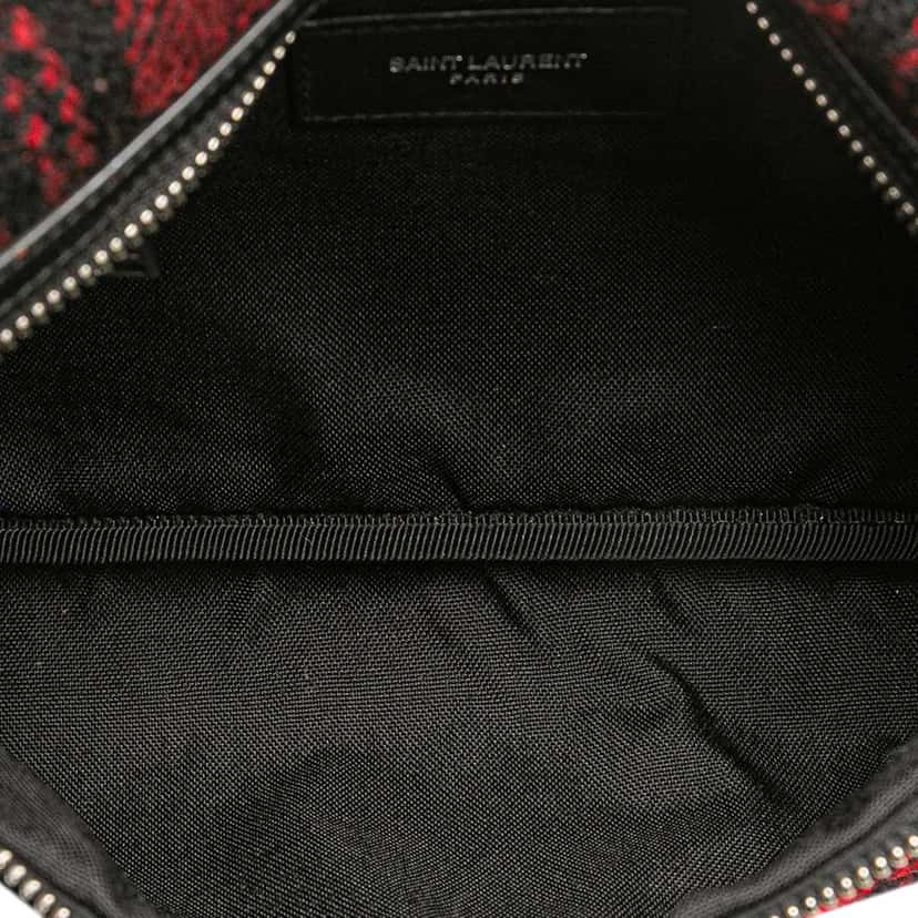 Saint Laurent Wool Tartan City Belt Bag Red Wool Good condition - Model View