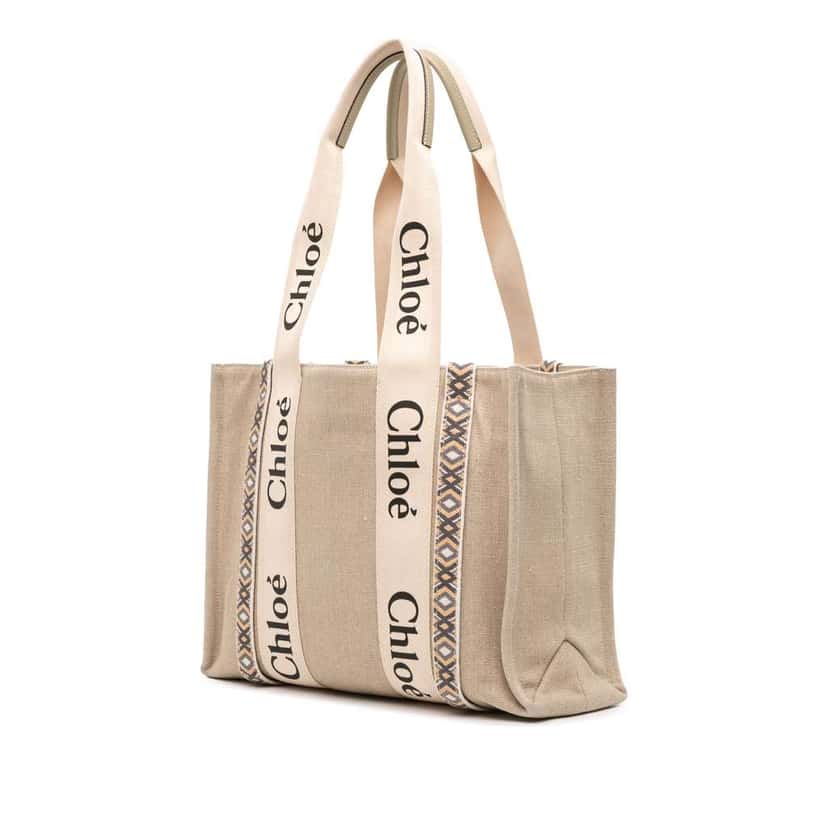 Chloé Medium Canvas Woody Tote Brown Canvas Good condition - Back View
