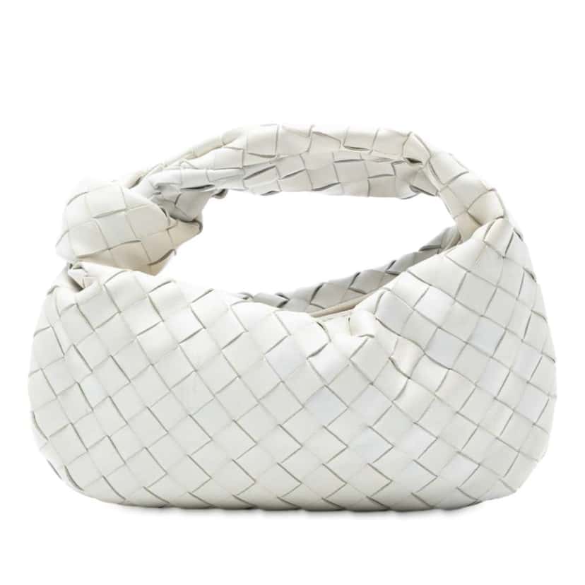 Bottega Veneta Mini Nappa Intrecciato Jodie White Leather Good condition - Front View