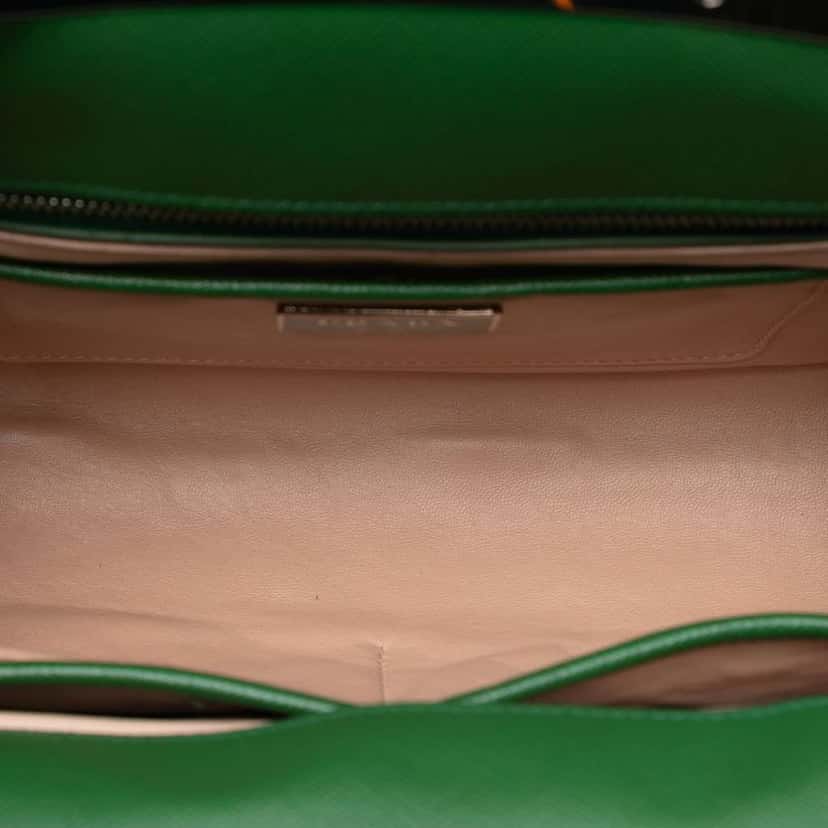 Prada Saffiano 50s Cars Clutch Green Leather Good condition - Model View