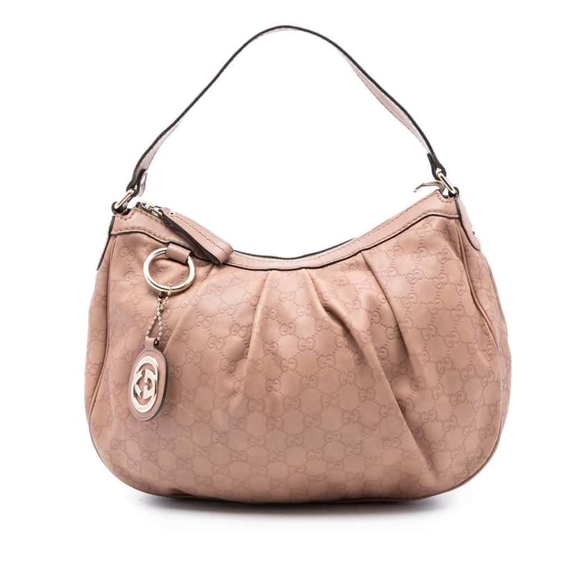 Gucci Medium Guccissima Sukey Shoulder Bag Brown Leather Good condition - Front View