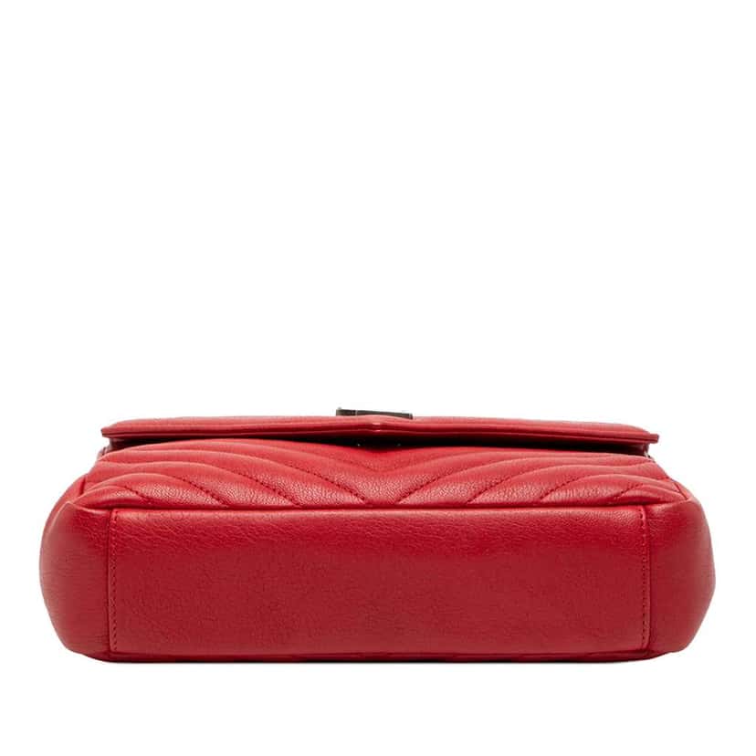 Saint Laurent Medium Quilted Chevron Sheepskin College Satchel Red Leather Very good condition - Inside View
