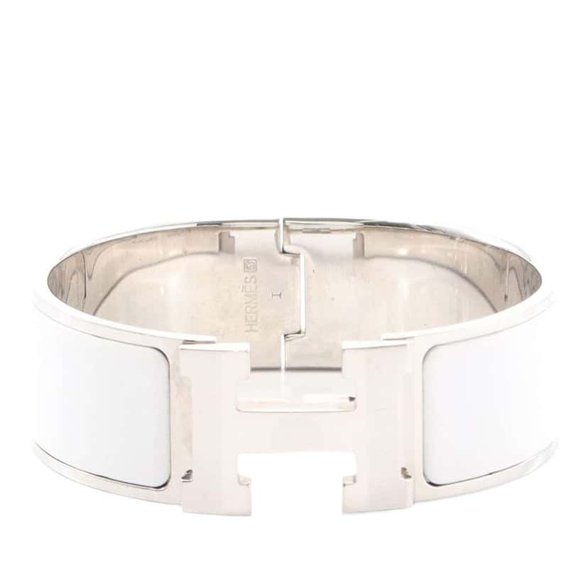 Hermès Wide Enamel Clic Clac H Bracelet PM White Very good condition - Front View