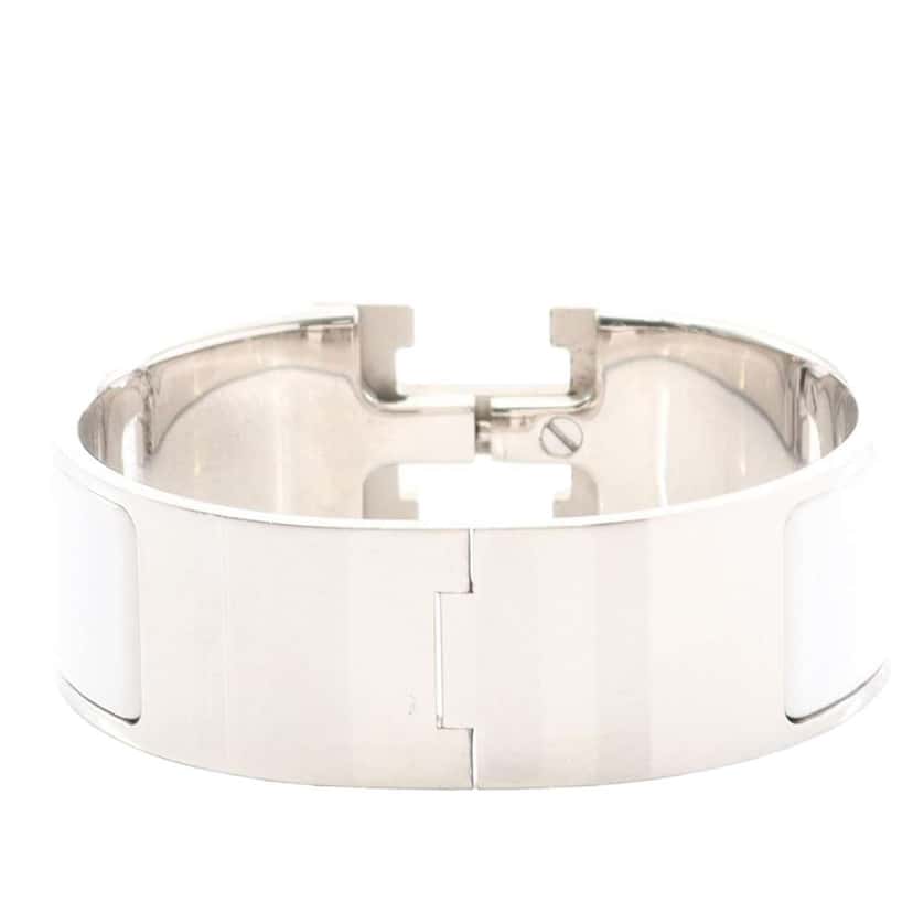 Hermès Wide Enamel Clic Clac H Bracelet PM White Very good condition - Back View