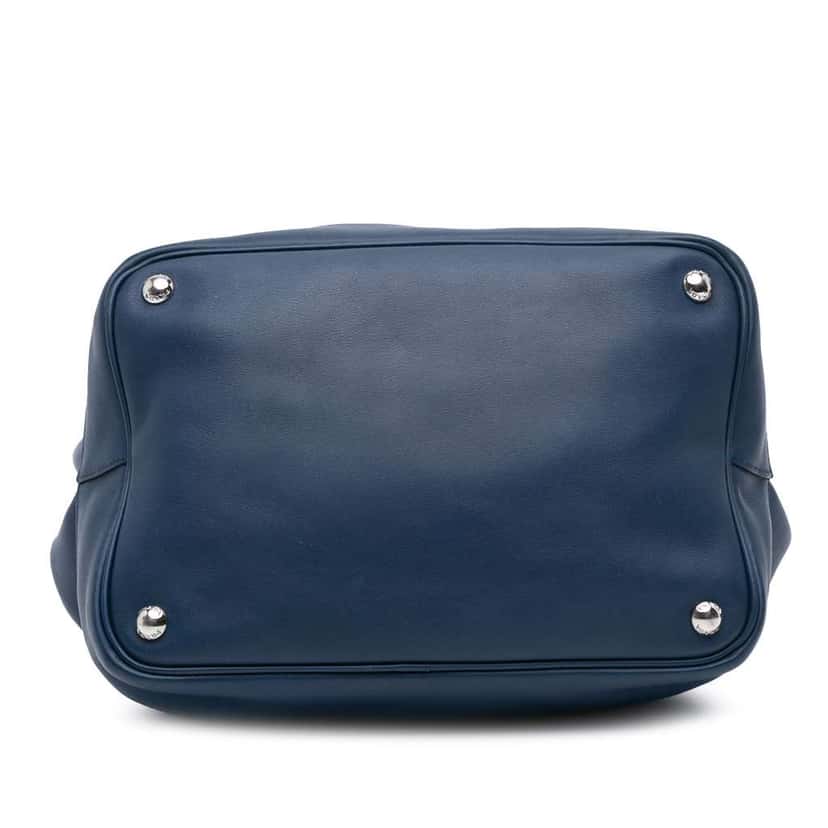 Prada Soft Calf Tassel Convertible Drawstring Bucket Bag Blue Leather Good condition - Inside View
