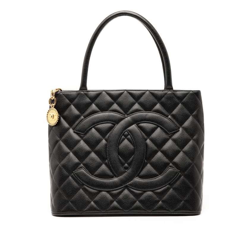 Chanel Caviar Medallion Tote Black Leather Good condition - Front View