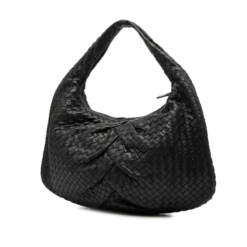 Bottega Veneta Small Nappa Intrecciato Pleated Veneta Hobo Black Leather Good condition - Back View