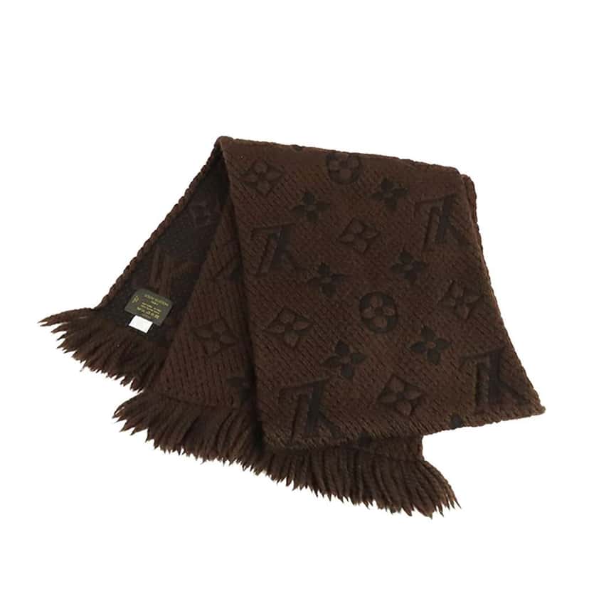Louis Vuitton Monogram Echarpe Logomania Wool and Silk Scarf Brown Wool Good condition - Back View